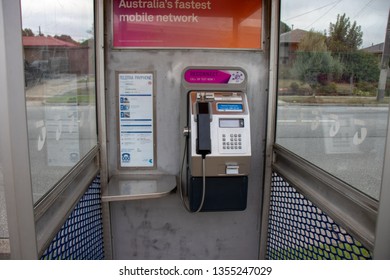 Dandenong, Victoria / Melbourne - March 31 2019: Well Used Telstra Payphone In A Decent Condition