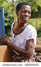 Dangbo Benin November 17 2015 Woman Operates Water Well In A Village