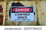 Danger confined space sign. entry by permit only