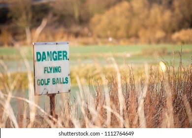 Danger Flying Balls. Funny Golf Sign