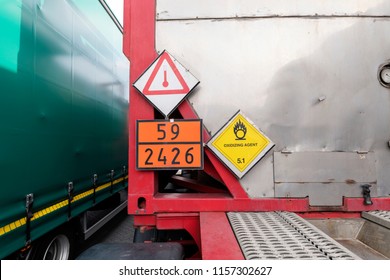 Danger Good Signs In A Container On A Truck - Trailer