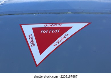 Danger Hatch Sign On An Old Jet Plane