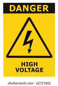 Danger High Voltage Sign, Isolated