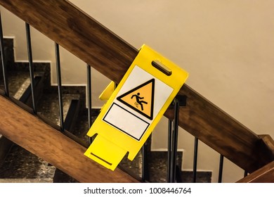 Danger Sign At A Handrail