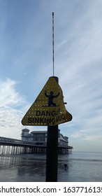 Danger Sinking Sand Mud Weston Pier Sign