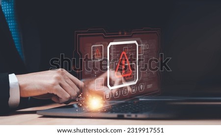 danger warning concept or information error that should be urgently fixed and repaired ,Notification of security issues ,program developer, exclamation mark ,alarm,computer virus detected