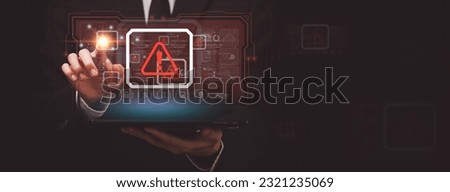 danger warning concept or information error that should be urgently fixed and repaired ,Notification of security issues ,program developer, exclamation mark ,alarm,computer virus detected