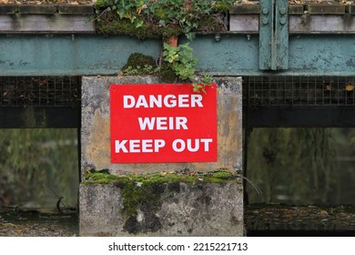 Danger Weir Keep Out Sign. UK 