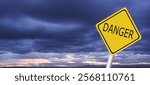 danger,caution,Hurricane Idalia warning sign against a powerful stormy background with copy space. Dirty and angled sign with cyclonic winds add to the drama.hurricane season sign on cloudy background