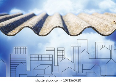 Dangerous asbestos roof - one of the most dangerous materials, used in the construction industry, with which buildings are built