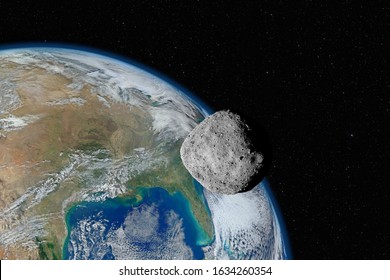 Dangerous Asteroid Approaching Planet Earth, Elements Of This Image Furnished By NASA