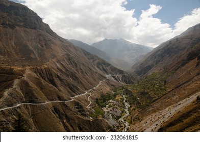 Dangerous Cliffside Road In The Andes - Peru