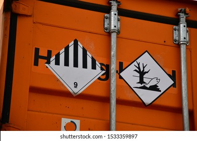 Dangerous Goods Labels On A Container