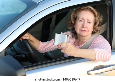 Dangerous Mature Woman Drinking And Driving