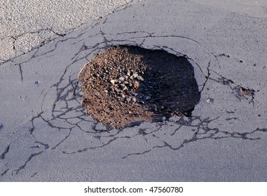 Dangerous Pothole On A Road