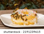 A dangerous Wasp on food	
