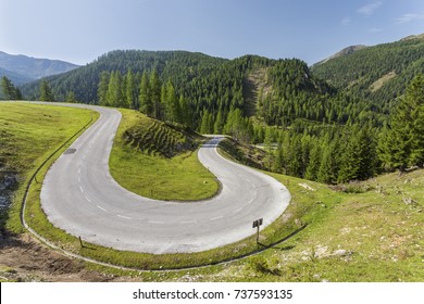 Dangerous and winding road in the high mountains