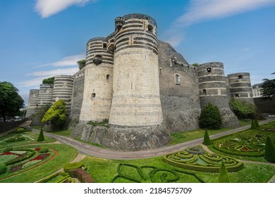 Château D'Angers With Green Garden And Blue Sky