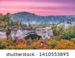 Daniel Boone National Forest, Kenucky, USA at the Natural Arch at dusk in autumn.