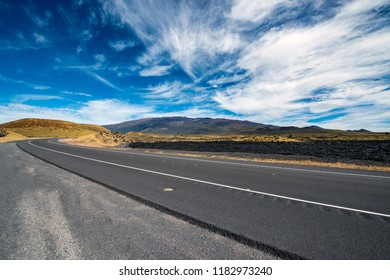 Daniel K Inoue Highway on the Island of Hawaii. Saddle Road