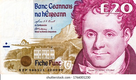Daniel O'Connell Portrait from Ireland 20 Pounds 1992-1999 Banknotes.