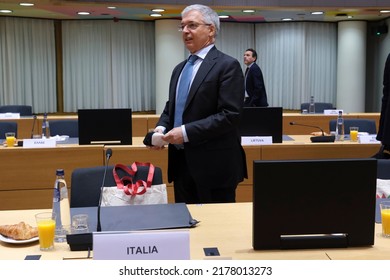 Daniele Franco ,Minister For Finance Arrives To Attend In An Economic And Financial Affairs Council Configuration (ECOFIN) In Brussels, Belgium On July 12, 2022.