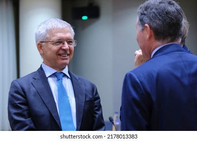 Daniele Franco ,Minister For Finance Arrives To Attend In An Economic And Financial Affairs Council Configuration (ECOFIN) In Brussels, Belgium On July 12, 2022.