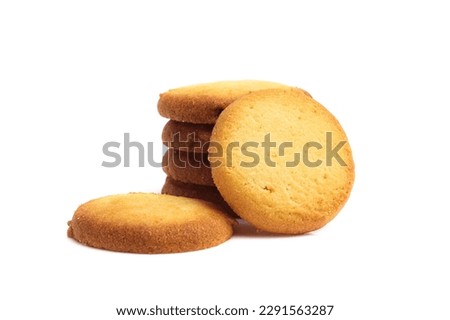 Danish butter cookies, butter cookies isolated on white bakcground