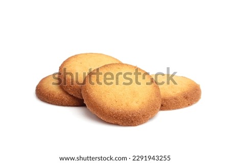 Danish butter cookies, butter cookies isolated on white bakcground