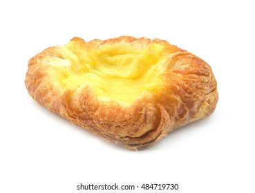 Danish Custard Pastry On White Background