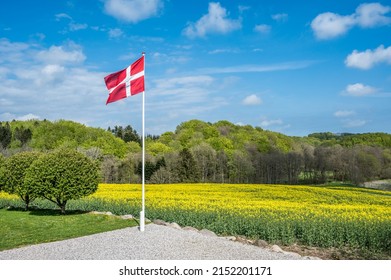 The danish flag in flagpole