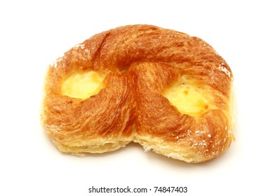 Danish Pastry With Custard On A White Background