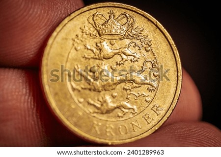 Danish petty cash. Danish coins Close-up