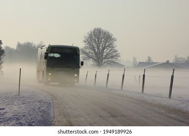 Danish School Bus In Countryside 