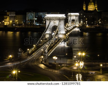 Similar – Image, Stock Photo Chain Bridge and St. Stephen´s Cathedral at night