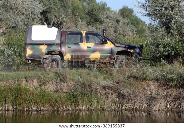 Danube Delta, Romania: August 2, 2015- Terrain\
car in the Danube Delta,\
Romania