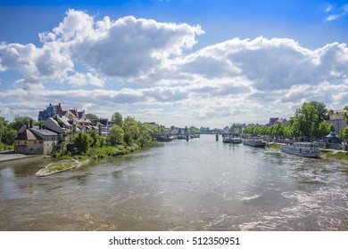 The Danube River In Regensburg, Germany