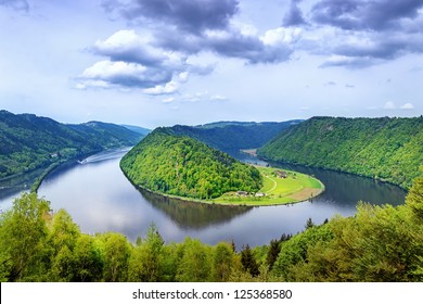 Danube River Winding In The Austrian Plains