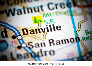 Danville. California. USA On A Map.