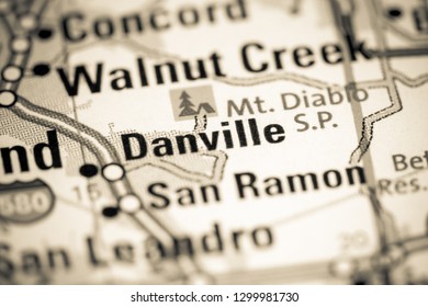 Danville. California. USA On A Map