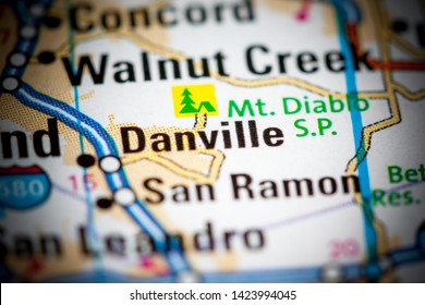 Danville. California. USA On A Map