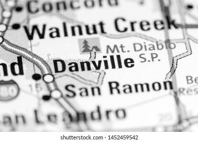 Danville. California. USA On A Map