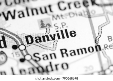 Danville. California. USA On A Map.