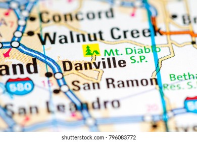 Danville. California. USA On A Map