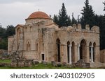 Daphni Monastery, Athens, Byzantine monastery, bricks and marbles, Byzantine architecture