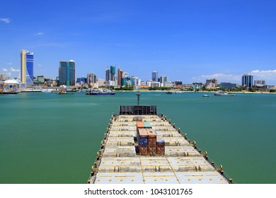 Dar Es Salaam, Tanzania - February 27 2018: Leaving The Port Of Dar Es Salaam