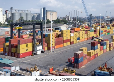 Dar Es Salaam, Tanzania - September 01: Container Terminal In Port Of Dar Es Salaam On September 01, 2022 In Dar Es Salaam, Tanzania.