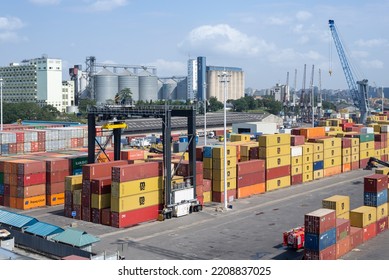 Dar Es Salaam, Tanzania - September 01: Container Terminal In Port Of Dar Es Salaam On September 01, 2022 In Dar Es Salaam, Tanzania.