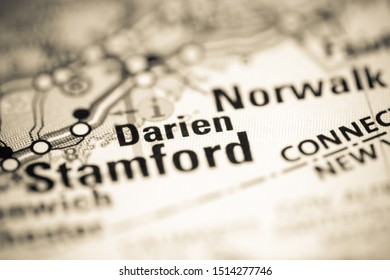 Darien. Connecticut. USA On A Geography Map