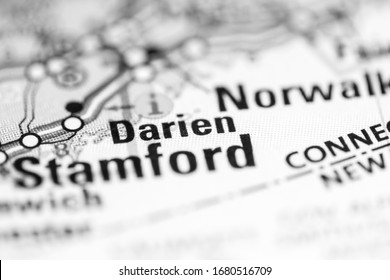 Darien. Connecticut. USA On A Geography Map